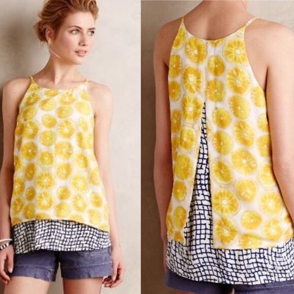 Anthropologie Tops - Anthropologie Porridge lemon Top sz Large